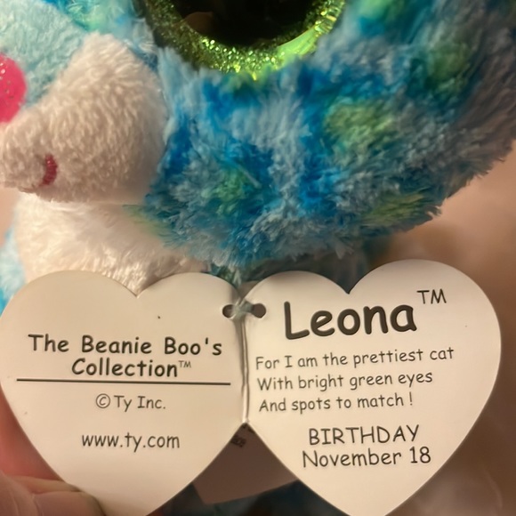 Leona the cat Beanie Boo’s Collection- small 6” tall green & blue leopard spots - Picture 5 of 9